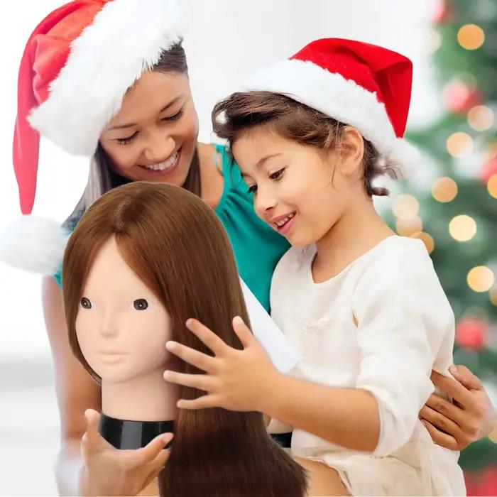 80% vrais cheveux poupée tête pour coiffures Mannequin tête cheveux formation tête tresse coiffure p