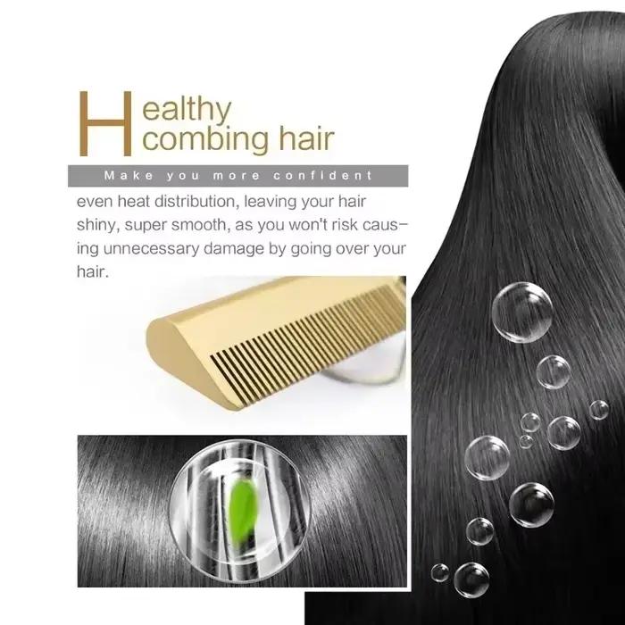 Brosse chauffante électrique 2-en-1 pour lissage et bouclage des cheveux, fer à lisser pour cheveux secs et humides, outil de coiffage
