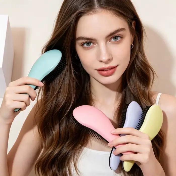 Brosse démêlante antistatique massante pour cheveux bouclés mouillés