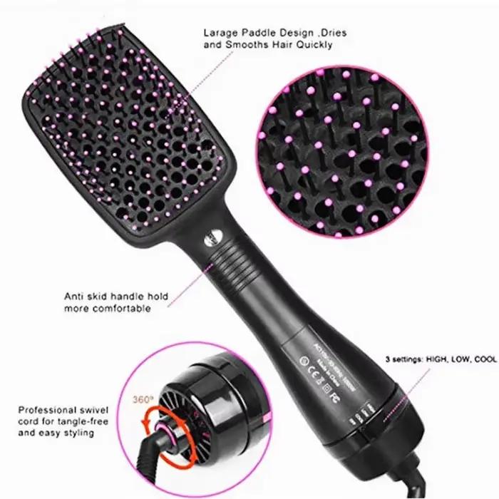 Sèche-cheveux brosse à Air chaud Styler et volumateur lisseur de cheveux bigoudi peigne rouleau une étape électrique Ion