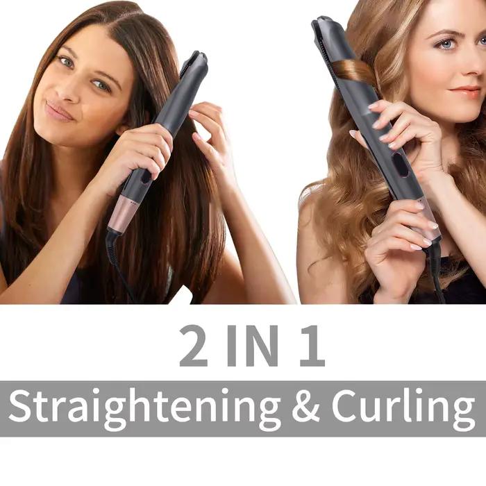 Fer plat 2 en 1 Pro or titane, bigoudi torsadé et fer à lisser, Anti-frisottis pour lisser les cheveux, outil de coiffure