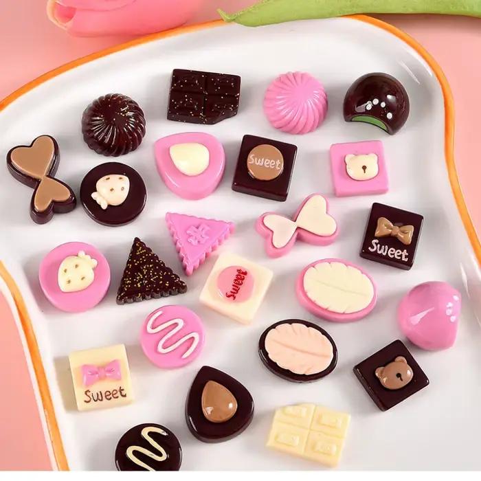 10 pièces chocolat brillant pour épingle à cheveux résine Cabochon Flatback Scrapbooking ornements pour artisanat