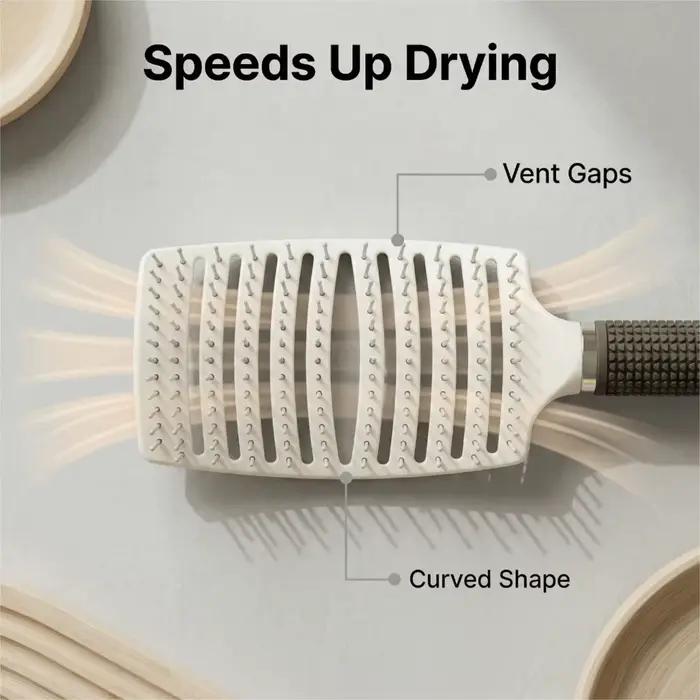 1 pièce Brosse à cheveux professionnelle incurvée à trous d'aération pour le séchage à la bougie
