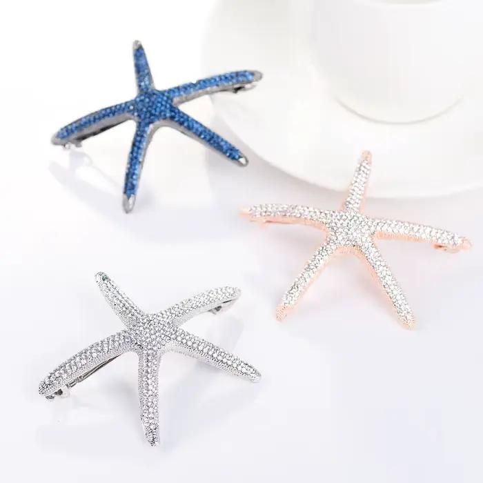 EASYA nouvelle mode plein cristal étoile de mer épingle à cheveux Barrettes accessoires grandes strass pinces