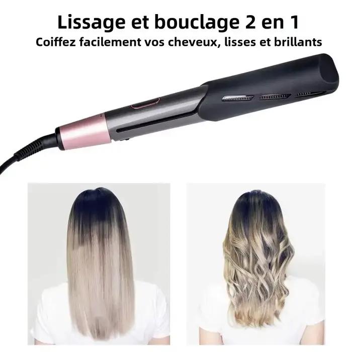 Lisseur et boucleur électrique professionnel 2-en-1 en céramique avec contrôle de température en alliage d'aluminium