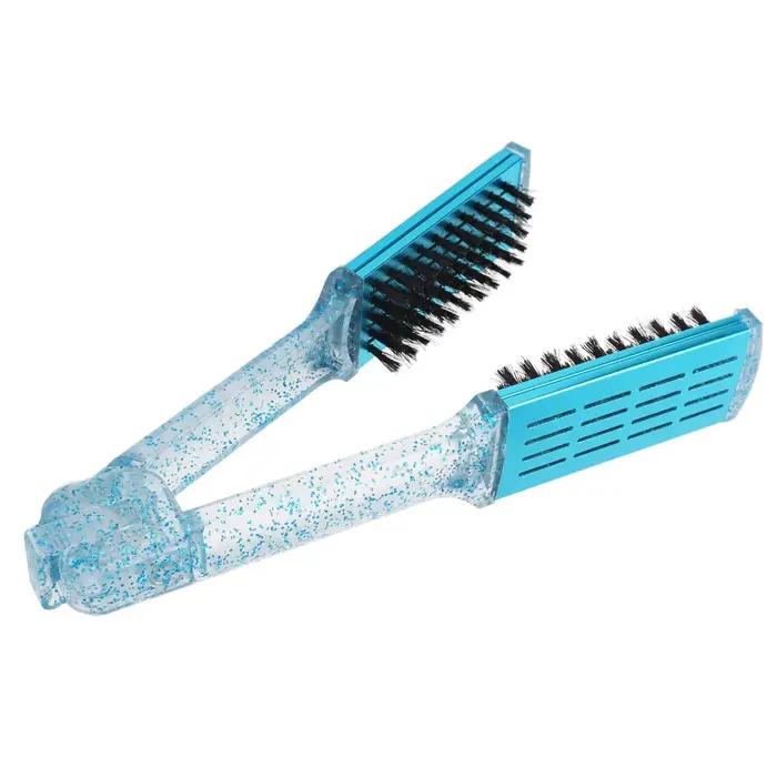 Brosse lissante multifonctionnelle bleue exquise avec pince