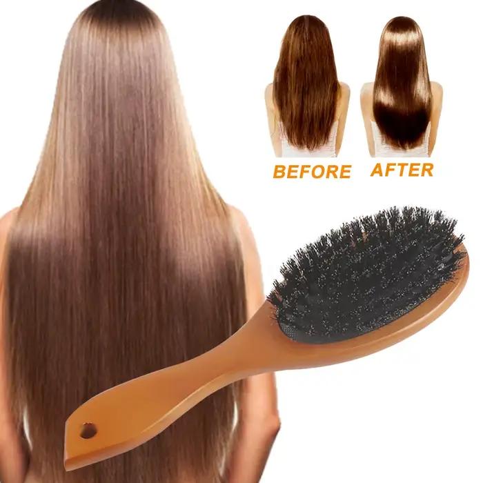 Brosse à cheveux en poils de sanglier naturels