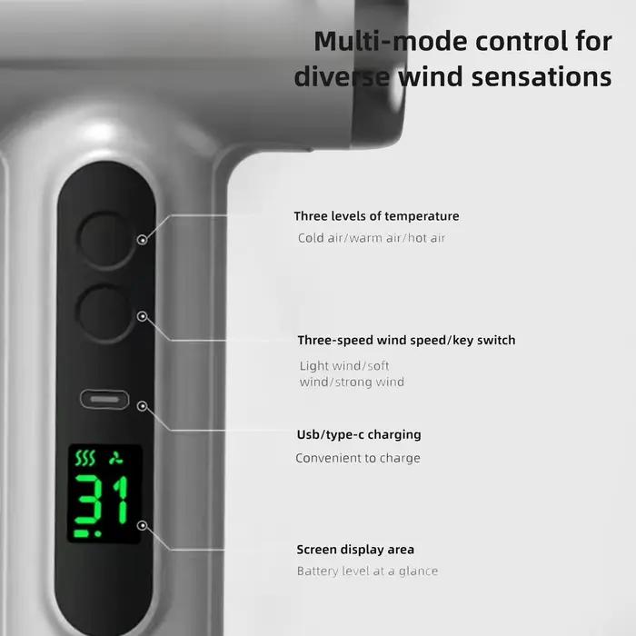 Sèche-cheveux sans fil 15600mAh rechargeable