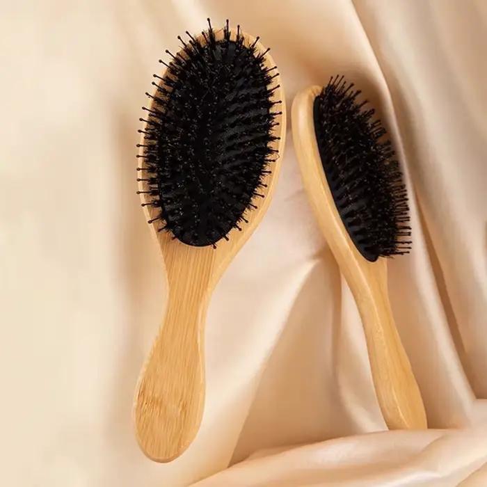 Brosse à cheveux en bois à poils souples pour femmes