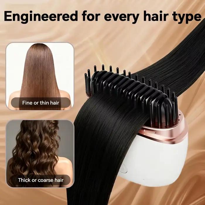 Mini lisseur USB rechargeable - Brosse lissante anti-brûlure