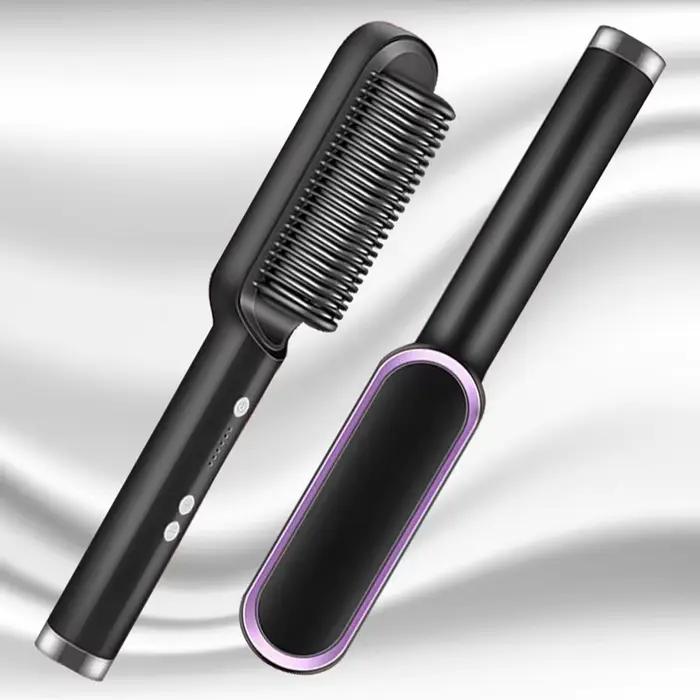 Lisseur de cheveux électrique brosse mode professionnelle chauffage rapide fer à lisser en céramique