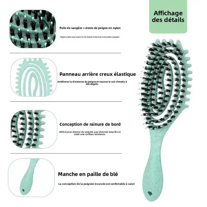 Brosse à cheveux démêlante en poils de sanglier