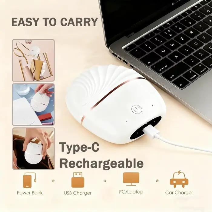 Mini lisseur USB rechargeable - Brosse lissante anti-brûlure
