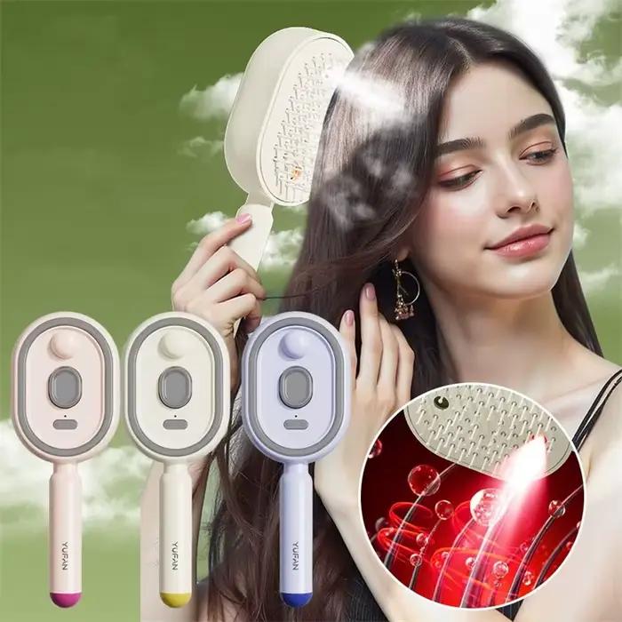 Brosse à cheveux électrique anti-frisottis et démêlante avec spray