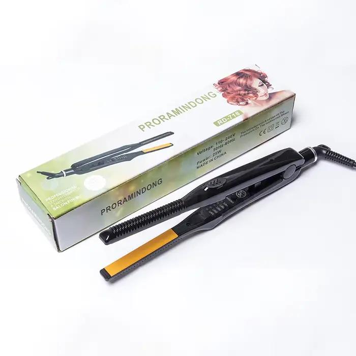Fer plat professionnel en céramique 2 en 1, lisseur de cheveux, cheveux courts, crayon moelleux, bigoudi