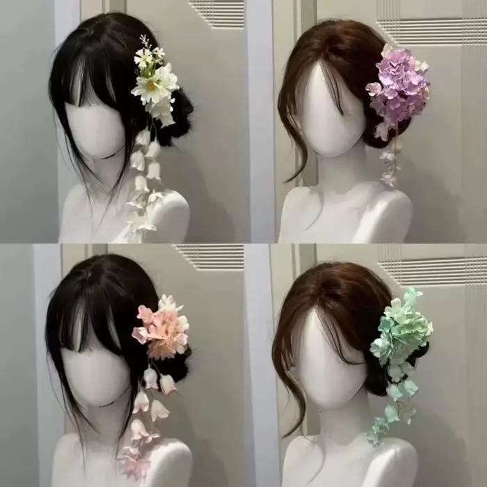 Épingle à cheveux à pampilles et fleurs de style féerique