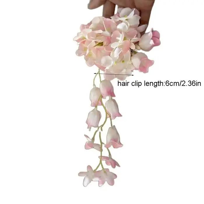 Épingle à cheveux à pampilles et fleurs de style féerique