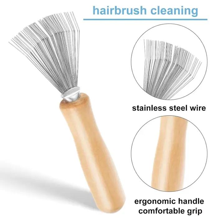 Brosse à cheveux en bambou avec kit de nettoyage