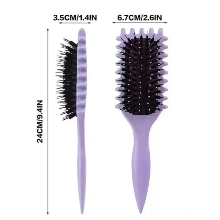 Brosse démêlante et coiffante sans douleur, peigne à queue de rat incurvé anti-rayures à poils doux, outil de coiffure pour boucles