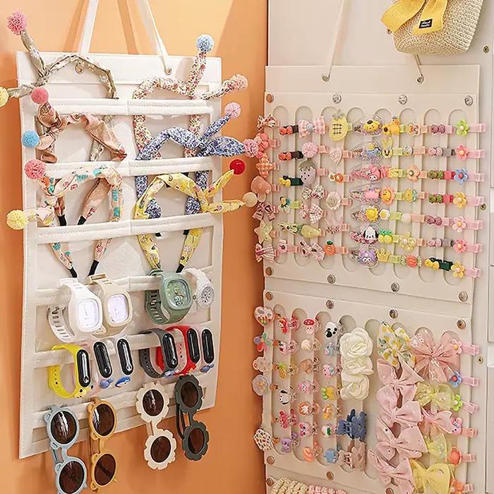 Organisateur de nœuds et accessoires pour cheveux mural grande capacité