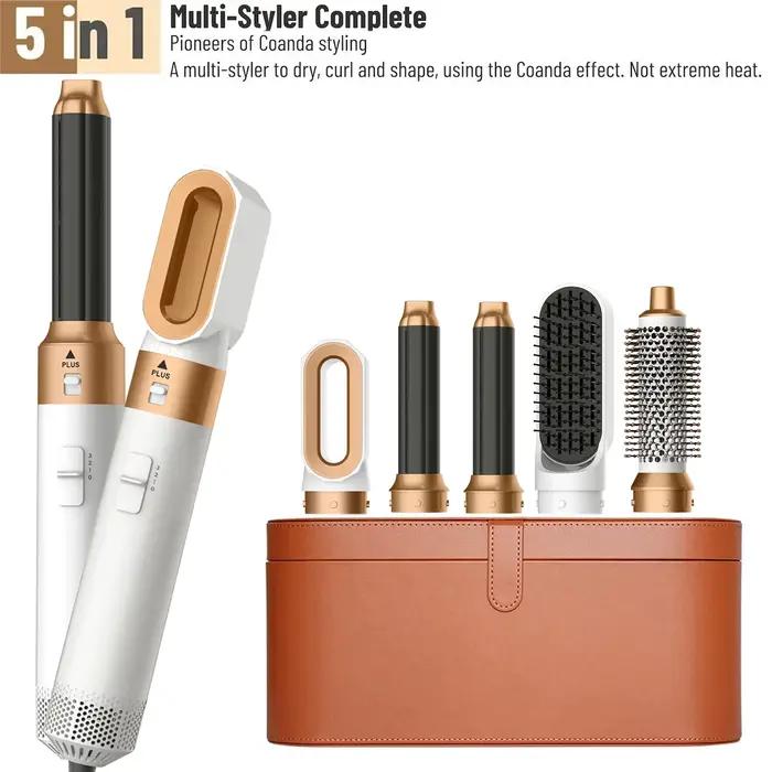 Brosse Soufflante Chauffante 5-en-1 avec Fer à Boucler Électrique et Séchoir à Cheveux