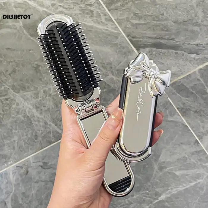 Mini peignes à cheveux pliants avec miroir pour voyage