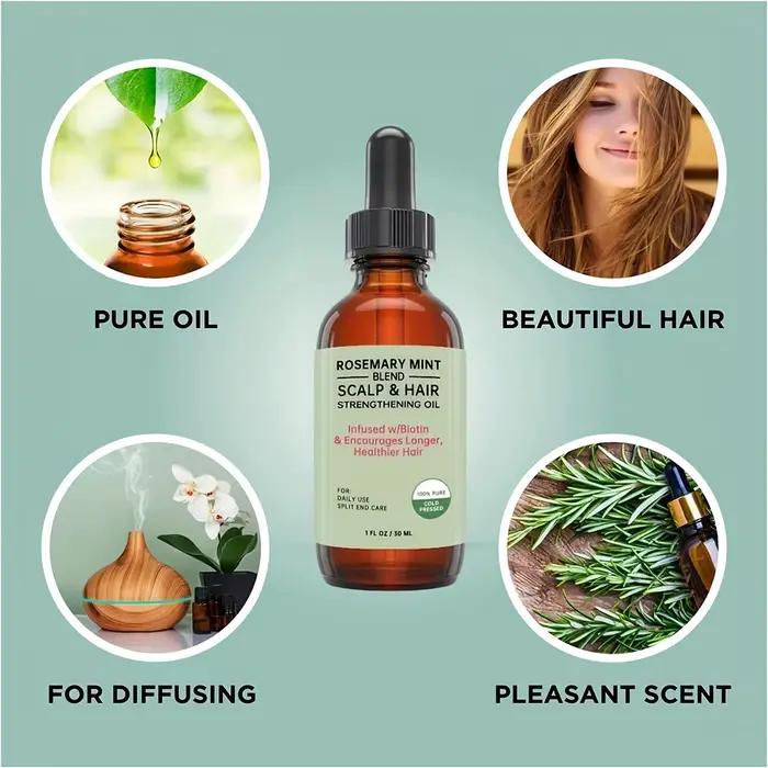 Huile de croissance des cheveux au romarin et à la menthe