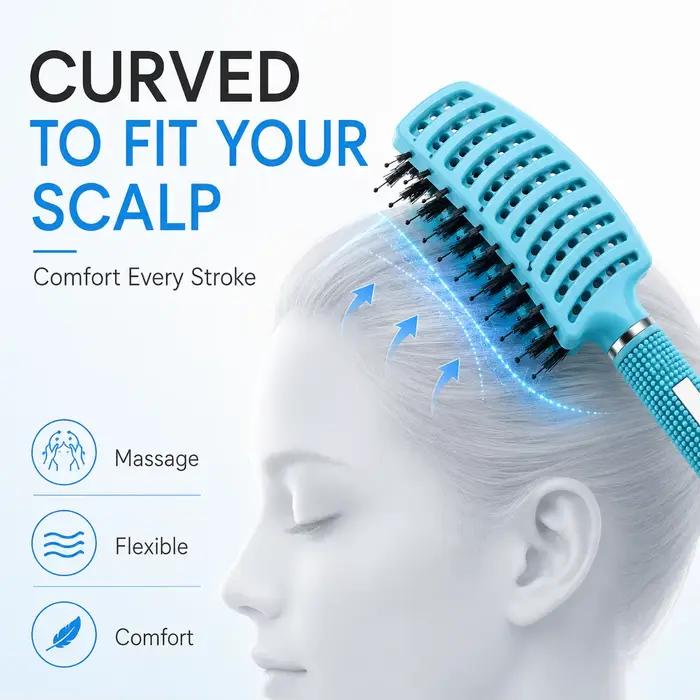 Brosse à cheveux démêlante à picots en nylon et poils de sanglier, séchage rapide, anti-frisottis, pour cheveux humides et secs, masseur de cuir chevelu