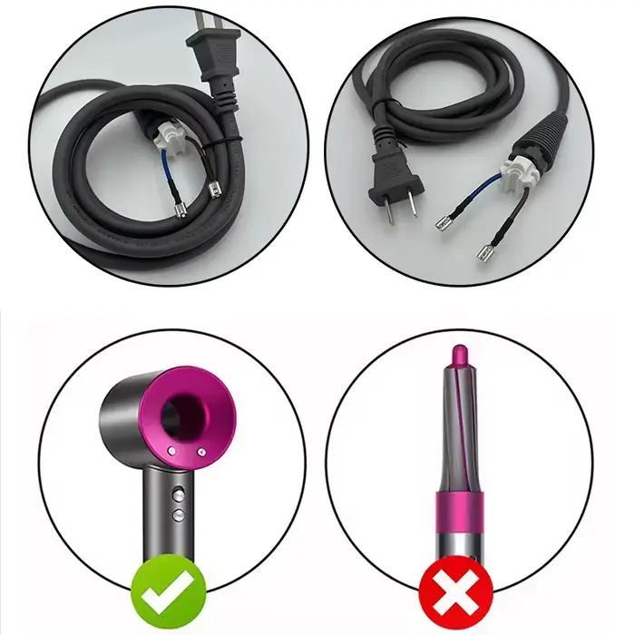 Compatible avec Dyson HD01 HD02 HD03 HD04 HD07 HD08 HD gamme complète de pièces de rechange pour cordon d'alimentation pour sèche-cheveux 1,8 M/3,3 M