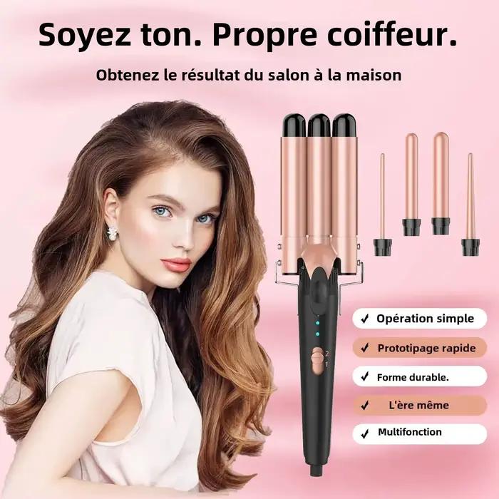 Fer à friser 5 en 1, 3 barils