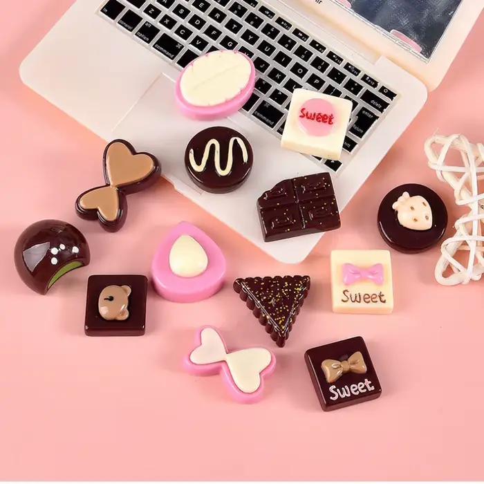 10 pièces chocolat brillant pour épingle à cheveux résine Cabochon Flatback Scrapbooking ornements pour artisanat