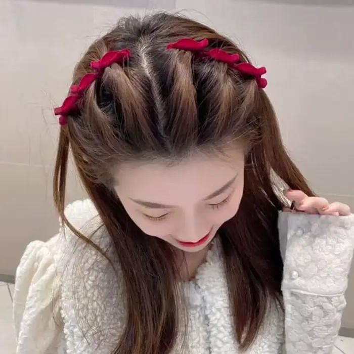 Pince à cheveux floquée pour femmes et filles, Mini Barrettes mignonnes pour enfants, accessoires de coiffure tressés Alice, 2023