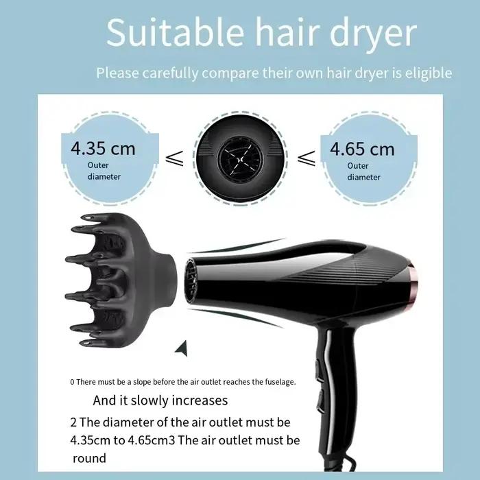 Accessoire de coiffure universel pour sèche-cheveux, pour cheveux bouclés de 4,3 à 4,6 cm, pour un style bouclé, un coiffage lâche et un effet volumineux, outil de salon