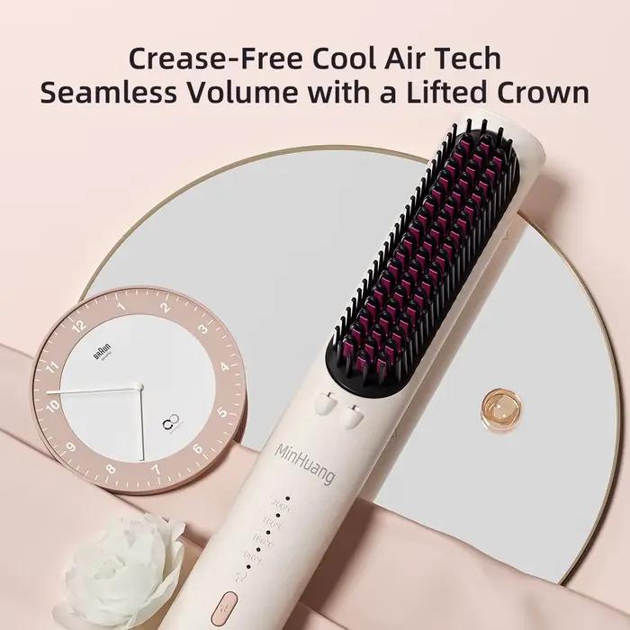 Brosse lissante chauffante électrique multifonction pour cheveux bouclés et raides