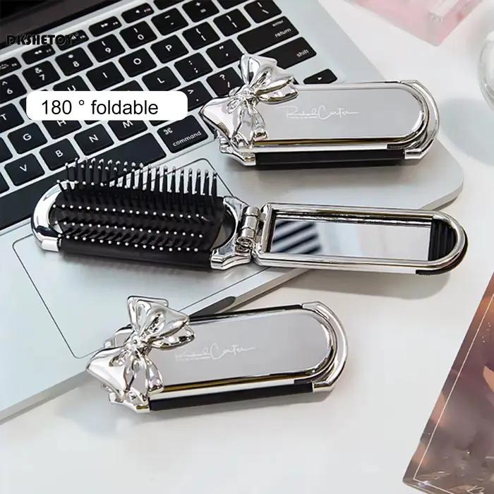 Mini peignes à cheveux pliants avec miroir pour voyage