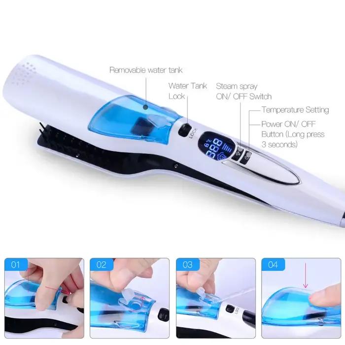 Lisseur à vapeur professionnel brosse Salon humide sec rapide ionique Steampod fer plat