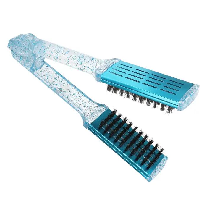 Brosse lissante multifonctionnelle bleue exquise avec pince