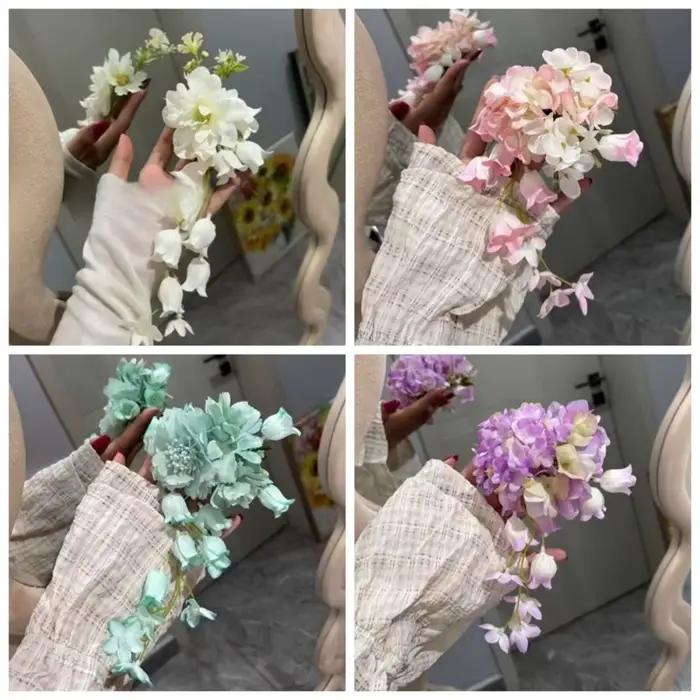 Épingle à cheveux à pampilles et fleurs de style féerique