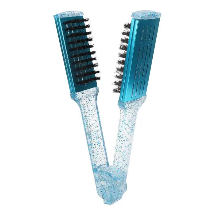 Brosse lissante multifonctionnelle bleue exquise avec pince