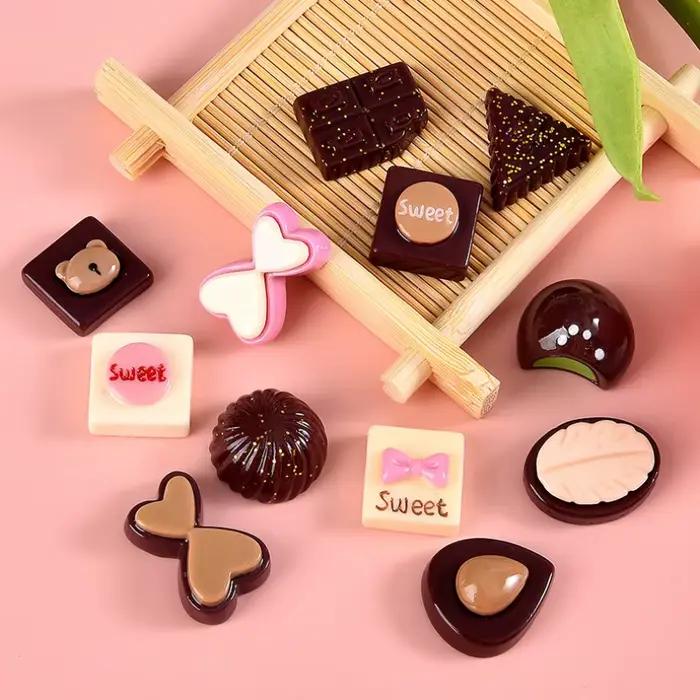 10 pièces chocolat brillant pour épingle à cheveux résine Cabochon Flatback Scrapbooking ornements pour artisanat