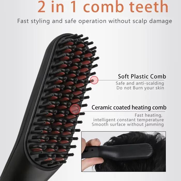 Peigne chauffant électrique pour lisser la barbe