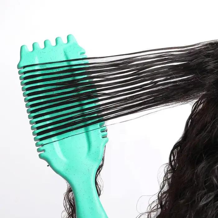 Brosse démêlante et coiffante sans douleur, peigne à queue de rat incurvé anti-rayures à poils doux, outil de coiffure pour boucles