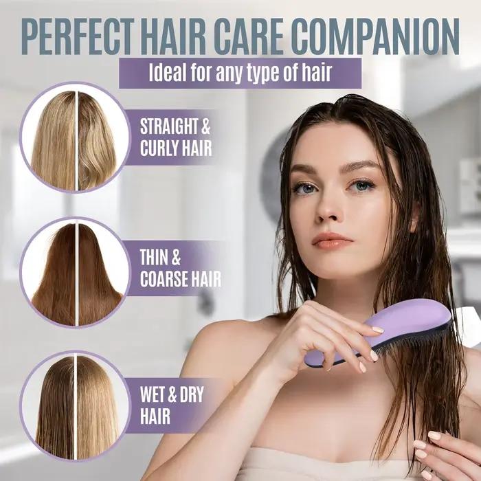 Brosse à cheveux pour enfants et adultes, brosse douce pour cheveux mouillés avec poils souples et flexibles pour cheveux raides, naturels, bouclés, secs