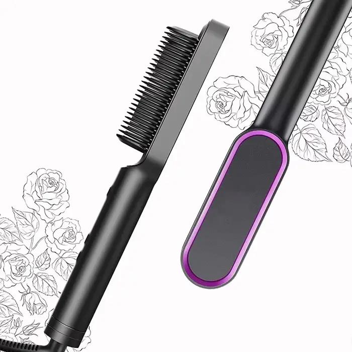 Lisseur de cheveux électrique brosse mode professionnelle chauffage rapide fer à lisser en céramique