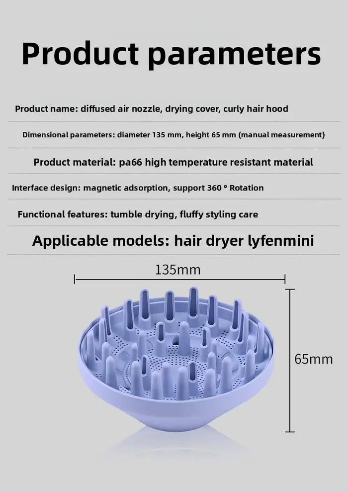 Nouveau pour Laifen Mini sèche-cheveux Diffusion buse de friser bouclier de séchage moelleux