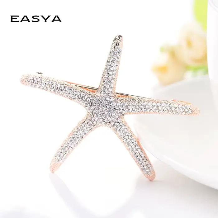 EASYA nouvelle mode plein cristal étoile de mer épingle à cheveux Barrettes accessoires grandes strass pinces