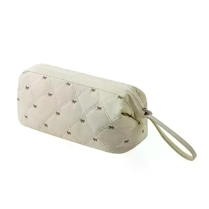 Sac de rangement pour sèche-cheveux pour femmes, pour voyage, mignon nœud brodé, outils pour cheveux matelassés, sacs à cosmétiques imperméables à fermeture éclair