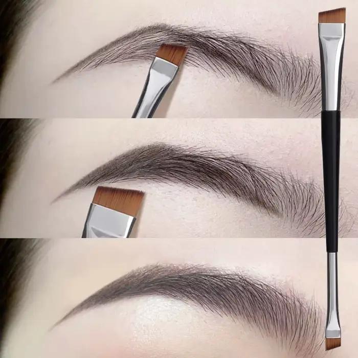 Brosse à sourcils professionnelle, Eyeliner, lame à tête plate coudée, pinceaux de maquillage pour Contour des sourcils, outils de maquillage à Double tête, 15 pièces