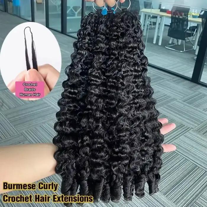 Extensions de cheveux humains bouclés au crochet