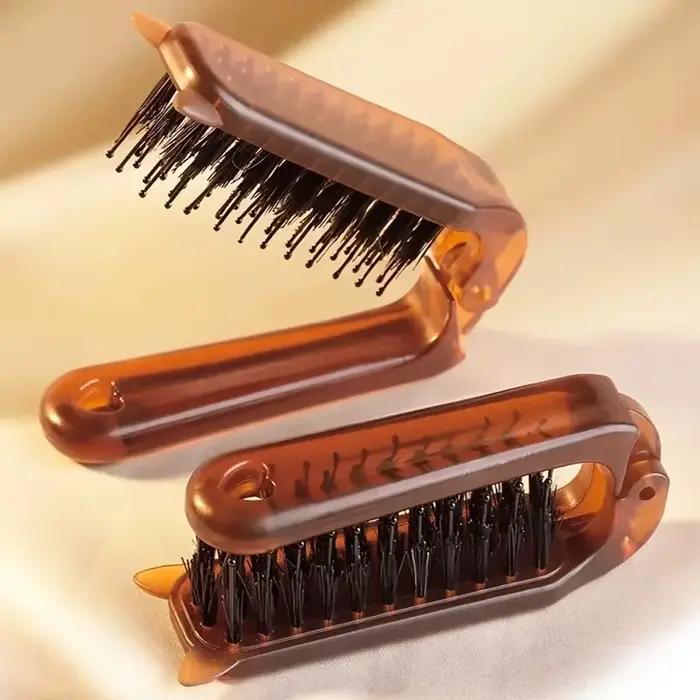 Peigne à cheveux pliable portable en poils de sanglier
